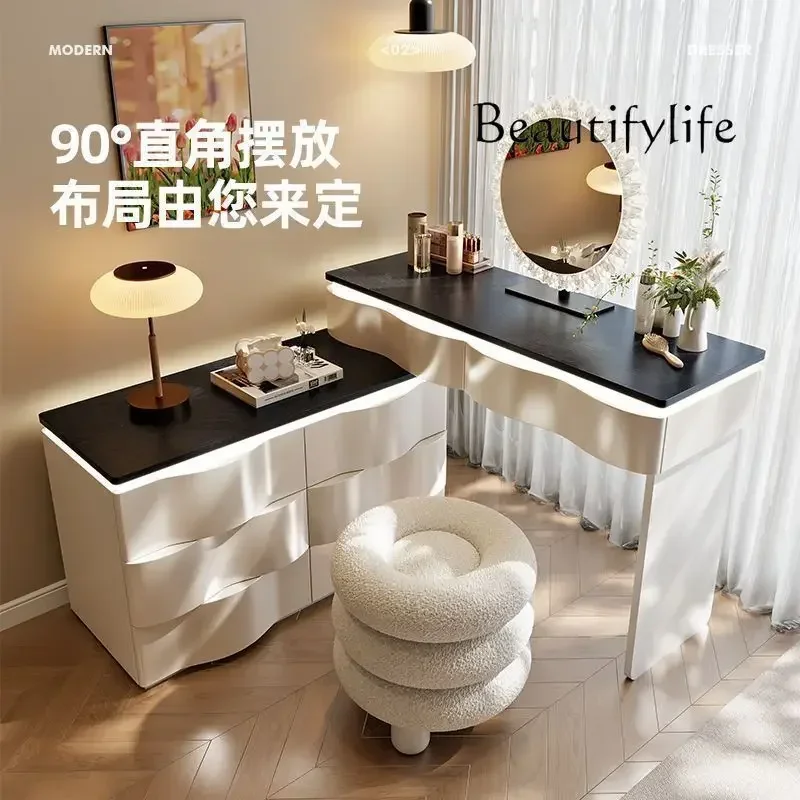 

Pd BJ Luxury Dressing Table Girl Vanity Table Mirror White Aesthetic Beauty Salon Dresser Drawers Bedroom Mesa Tocador Home Furn