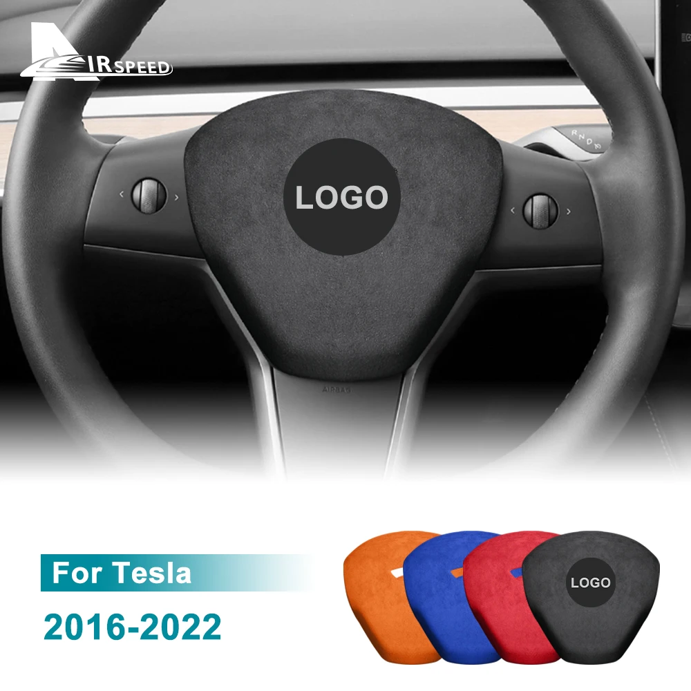 

for Tesla Model 3 Model Y 2016-2021 2022 2023 Steering Wheel Horn Cover Italian Premium Suede Turn Fur Trim Sticker Accessories