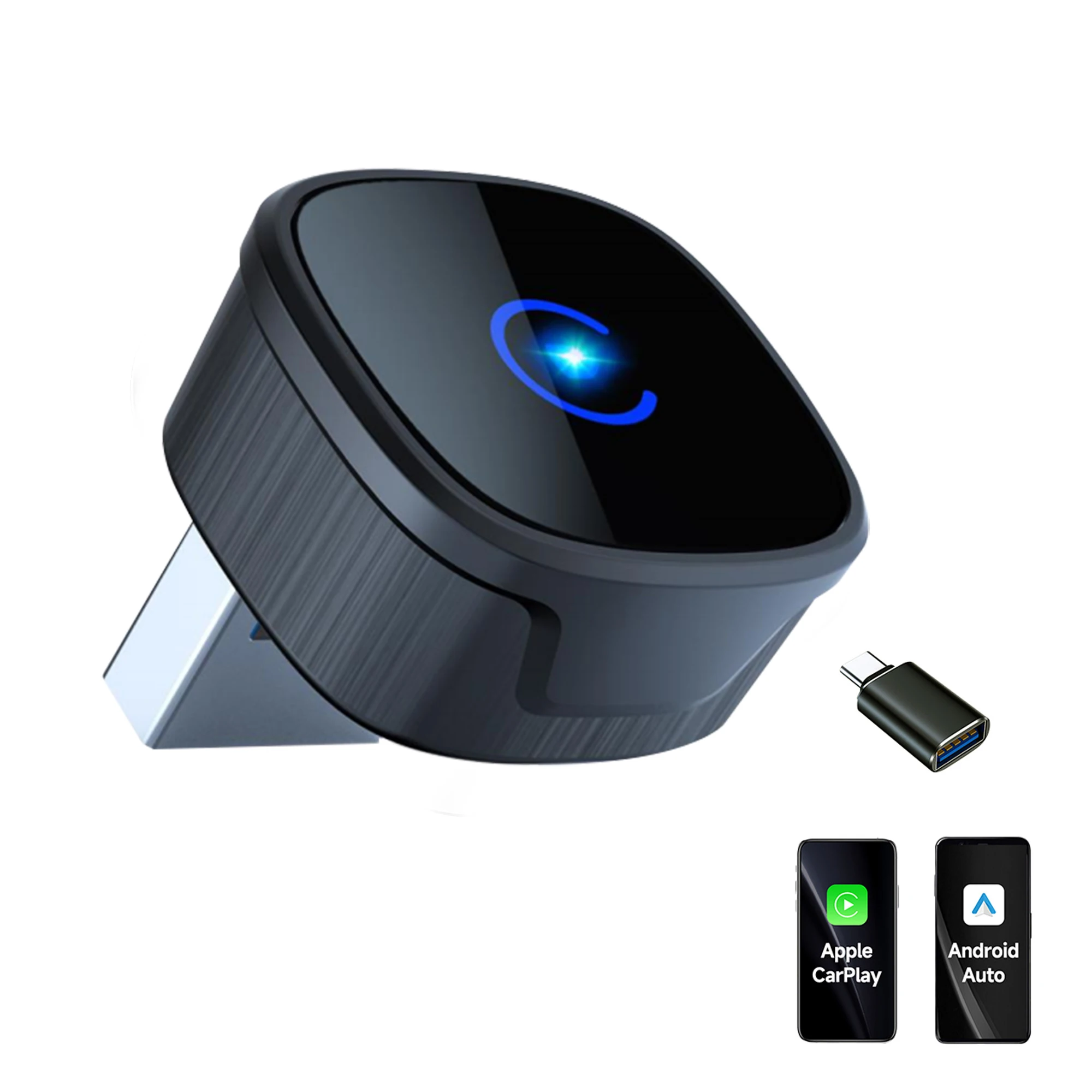 2-in-1 Wireless CarPlay & Android Auto Adapter, Universal Fit for Most Cars, Wireless Connection, Plug & Play IOS/Android