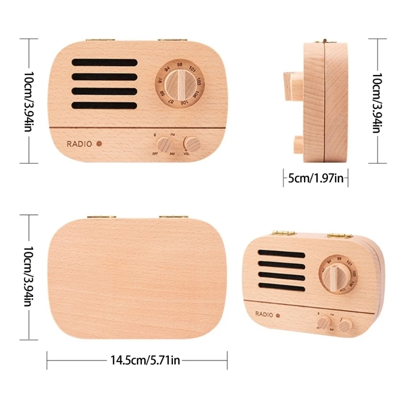  Wooden Retro Radio Baby Tooth Souvenir Box Display Case with Internal Compartments For Well Organized Storage