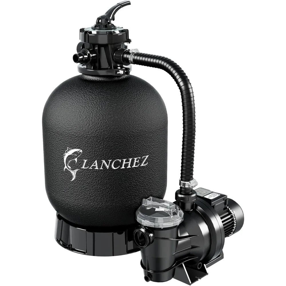 

18in Sand Filter Pump for Above Ground Pool with Timer, 1.5HP, Max 4900GPH for Pools Up to 20000GAL