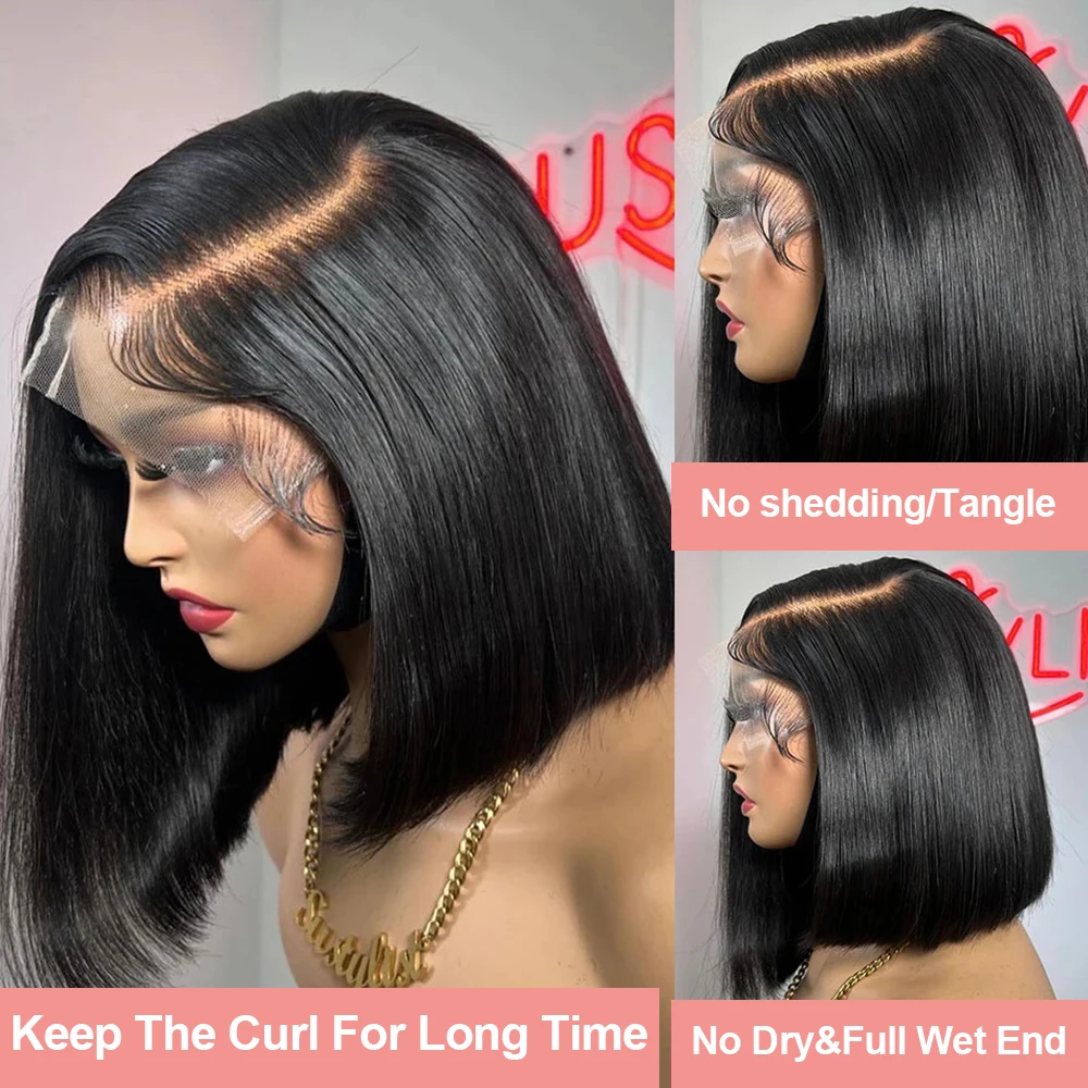 7x5 13x4 ارتداء الذهاب غلويليس بوب شعر مستعار الدانتيل الجبهة باروكة من شعر طبيعي قصيرة قبل قطعها 250% مستقيم 13x6 HD الدانتيل الشفاف شعر مستعار أمامي