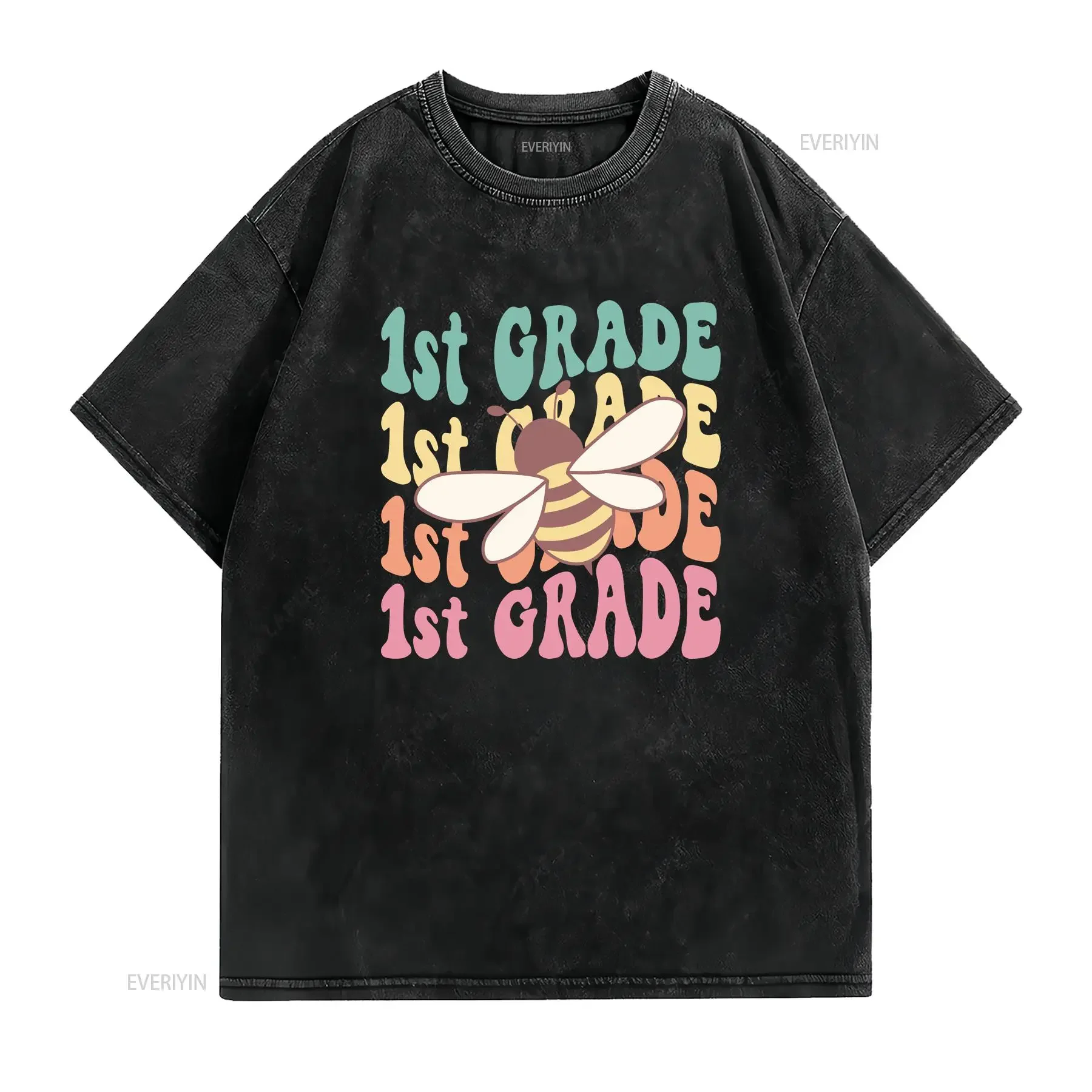 First Grade Teacher T Shirt Retro 1st Team Back to School Vintage vibes vintage Washed Slightly Breathable homme Versatile