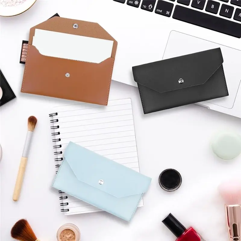 3Pcs PU Leather Cash Envelopes, Waterproof Money Envelopes Reusable Cash Wallet Bags Budget Envelopes-A79U