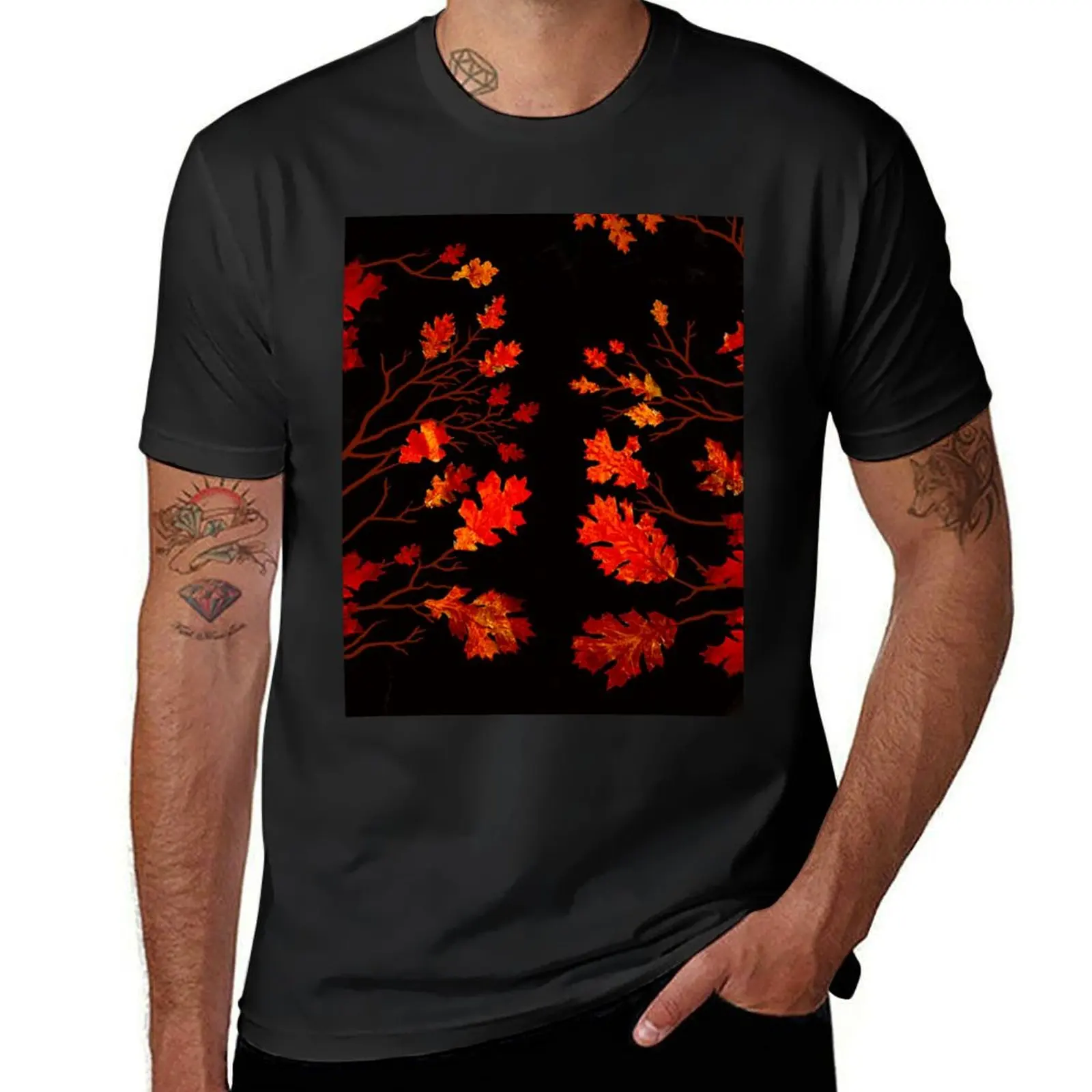 

Autumn Leaf Motif (version 1) T-Shirt plain Aesthetic clothing vintage clothes blacks mens cotton t shirts