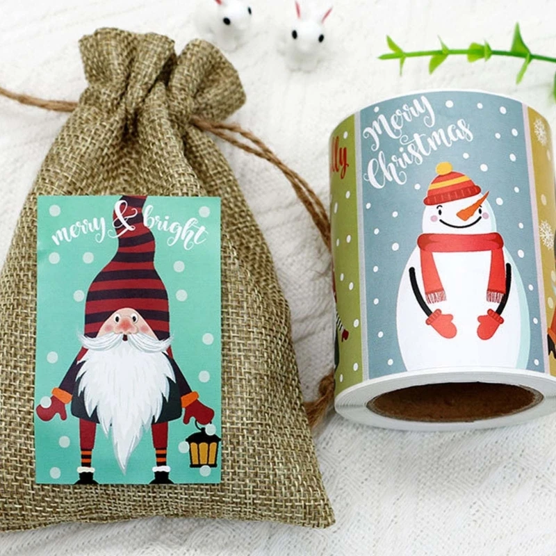 200x 산타 클로스 스티커 메리 크리스마스 라벨 스티커 접착 롤 스티커