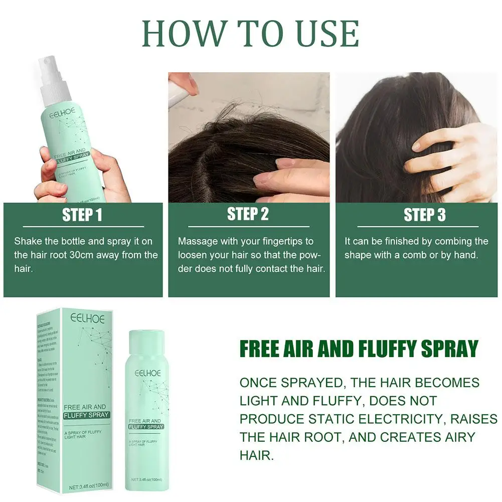 Spray para cabello seco sin aclarado, pulverizador refrescante para Volumen de cabello esponjoso, champú de fragancia para citas, aire esencial, feelin B6H3