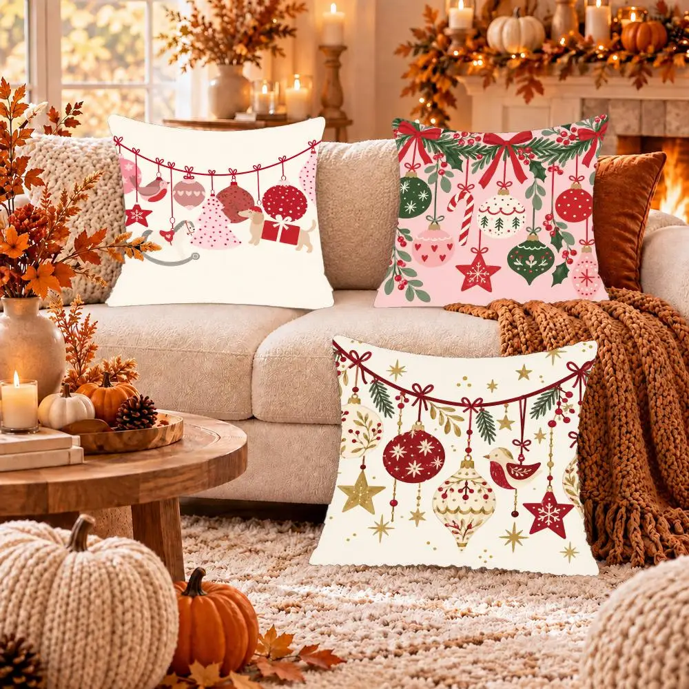 Ornament Garland Cushion Cover Soft Short Plush Pillow Cover Smooth Cozy Texture Cushion Case Home Decor