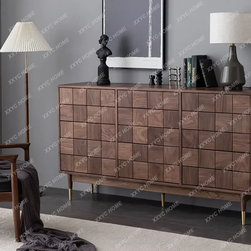 Hblack walnut all solid wood chest of drawers bedroom locker modern simple light luxury living room storage cabinet