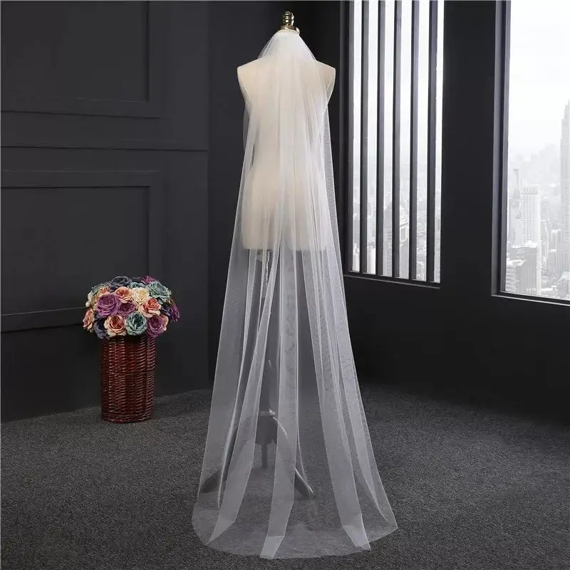 Custom Made Cheap Real Photos 2.5M White Ivory Wedding Veil One Layer Long Bridal Veil Head Veil Wedding Accessories Hot Sell