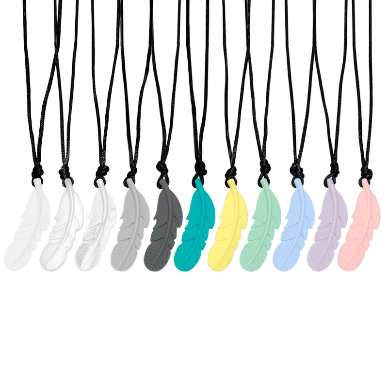 5/10 Pcs Food-grade Silicone Necklace Chew Feather Pendant
