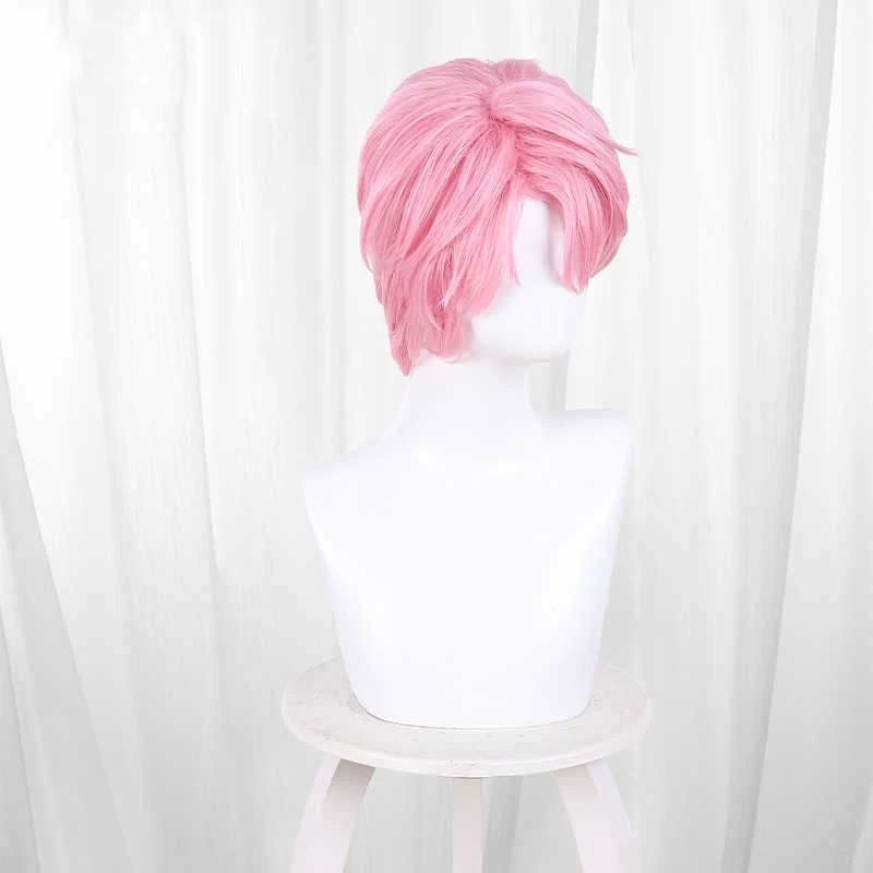 Anime Tamon's B-Side: Jaki oblicze ma teraz Tamon? Tamon Fukuhara ‌   Peruka do cosplay, różowa, krótkie włosy, odporna na ciepło, syntetyczna peruka