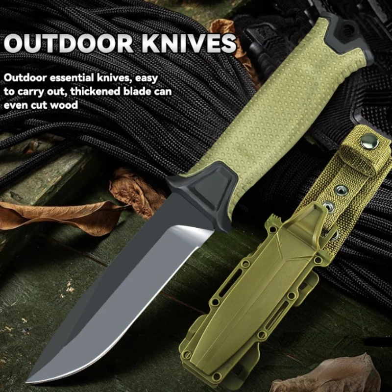 outdoor self-defense survival straight knife portable edc camping hunting fishing rescue multi-function tool knife belt K sheath