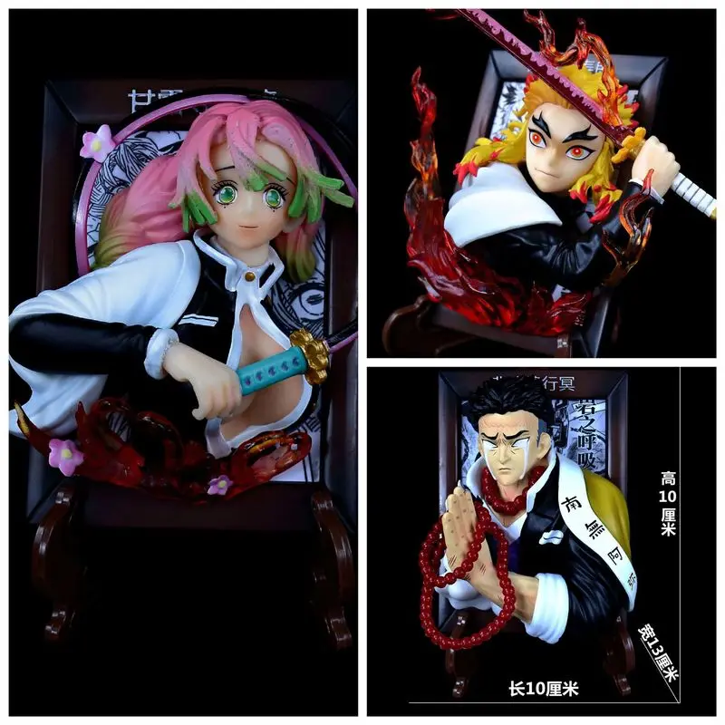 

Demon Slayer Q Version Figure Kanroji Mitsuri Himejima Gyomei PVC Photo Frame Refrigerator Magnet Creative Ornament Fans Gift