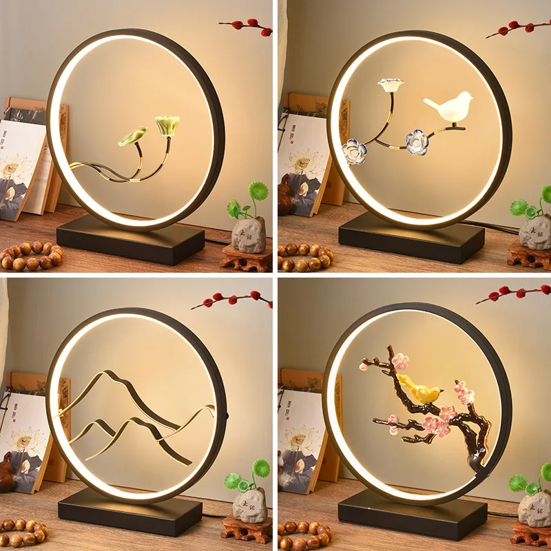 Tisch lampe Zen chinesischen Stil alten Stil Retro klassischen Schlafzimmer Nachttisch Wohnzimmer Lampe Vintage Atmosphäre Lampe Ornament