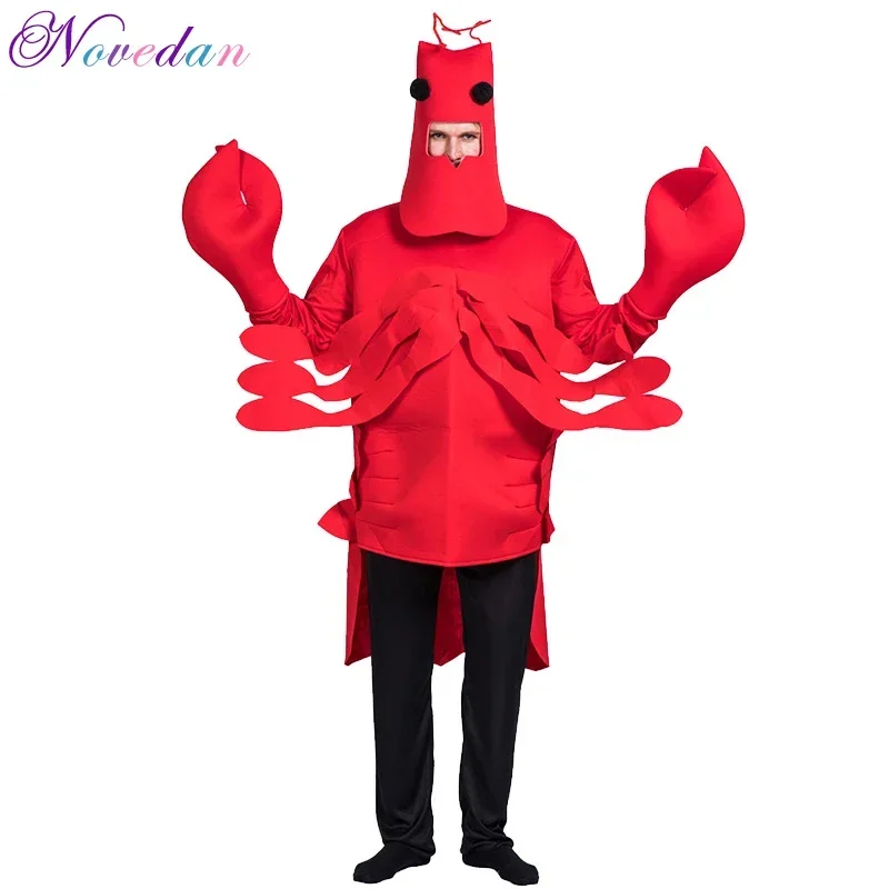 Coslan New Halloween Costume Carnival Purim Halloween Funny Costume For Men Adult Red Lobster Costume Lobster Langouste Cosplay