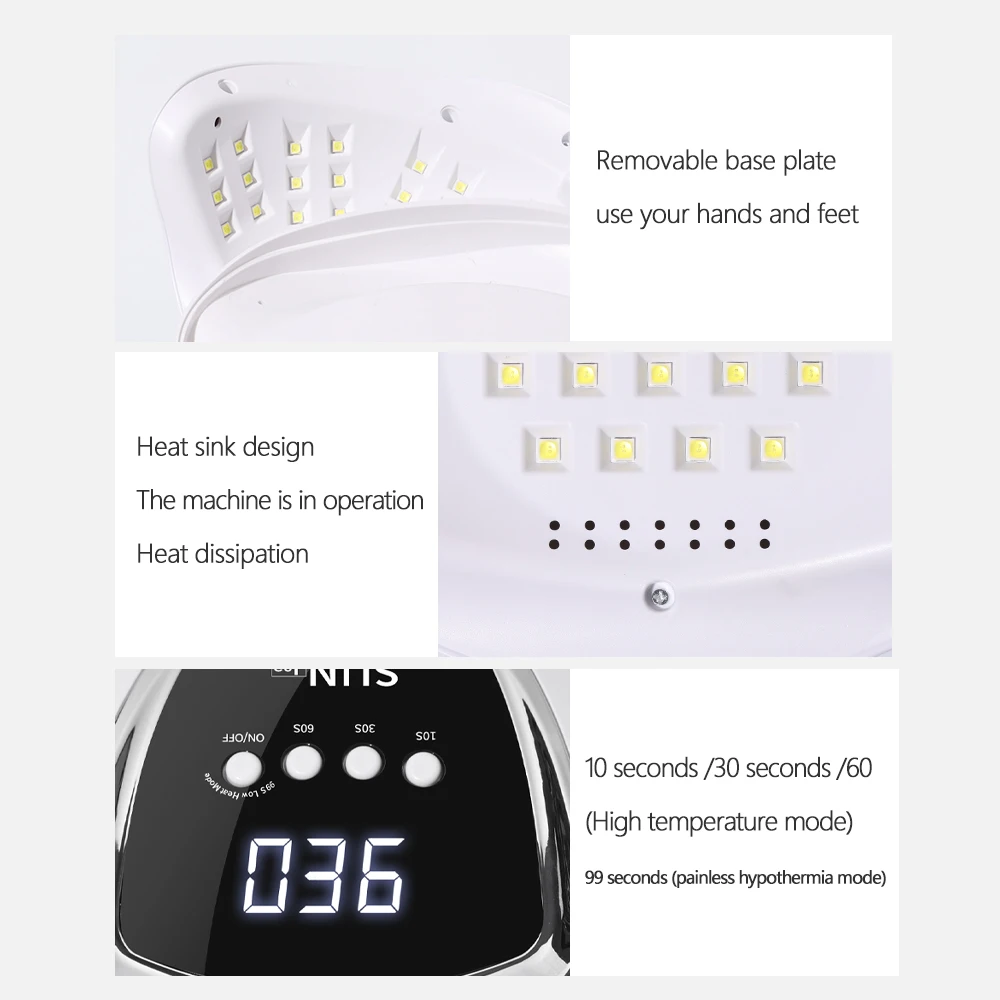 CNHIDS-Lampe à Ongles UV 66Led pour Nail Art, vaccoir de Verhéritage Gel avec Écran LCD, Synchronisation Intelligente, Outils de Salon