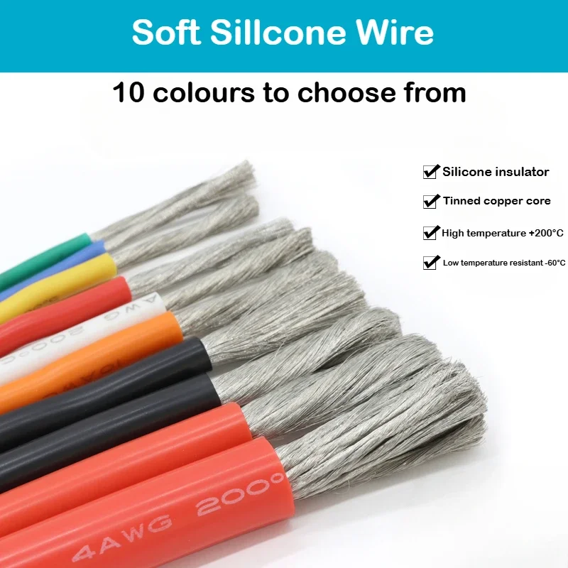 1/5M High Temperature Flexible Copper 30 28 26 24 22 20 18 16 15 14 13 12 10 AWG Ultra Soft Silicone Wire Heat-resistant cable