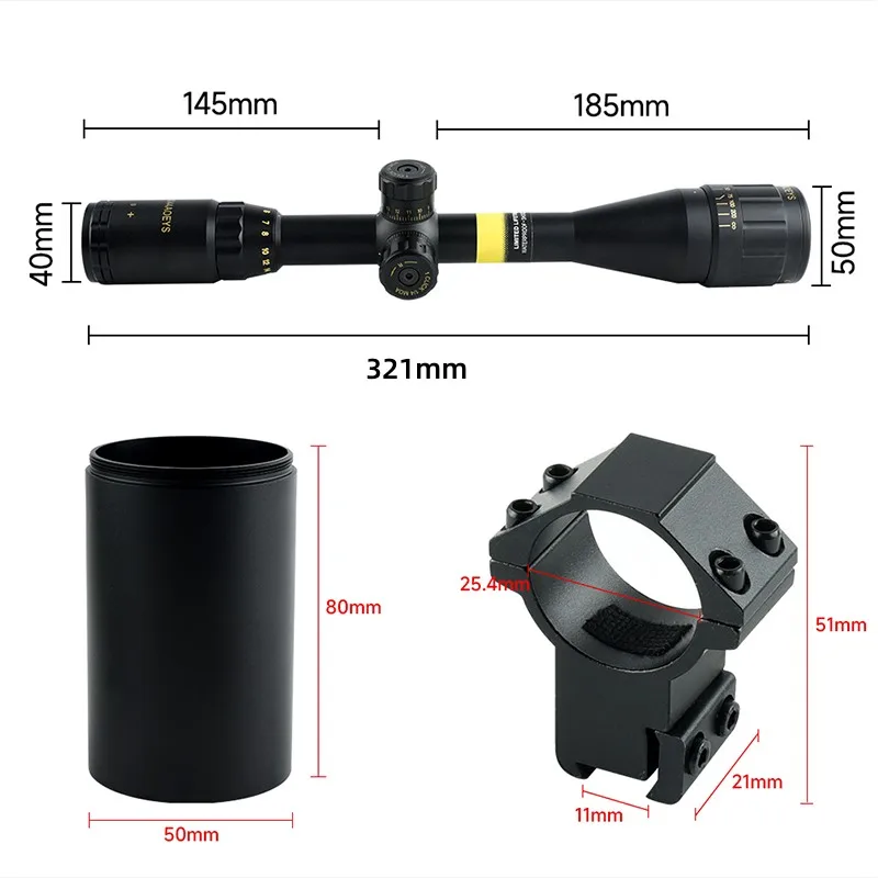 Tactical 4-16x44 Riflescope with Red/green Illumination for Long Range Shooting Hunting Fit Snipe Air Gun Hunting Telescope