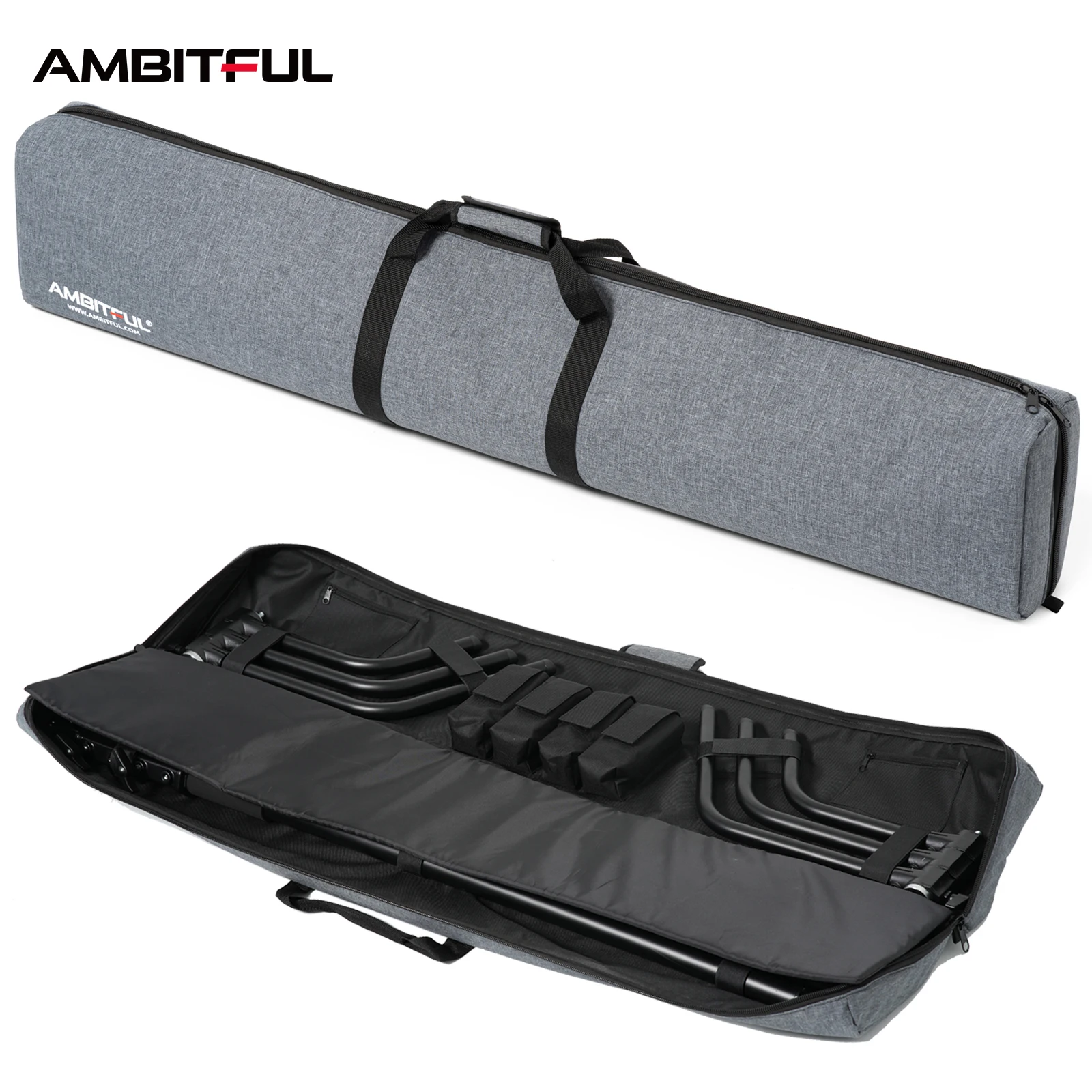 AMBITFUL PB20 Bolsa de transporte de almacenamiento de pierna mágica con soporte en C para equipo fotográfico Estuche de transporte (se puede adaptarse a 2 juegos de soporte de luz tipo C