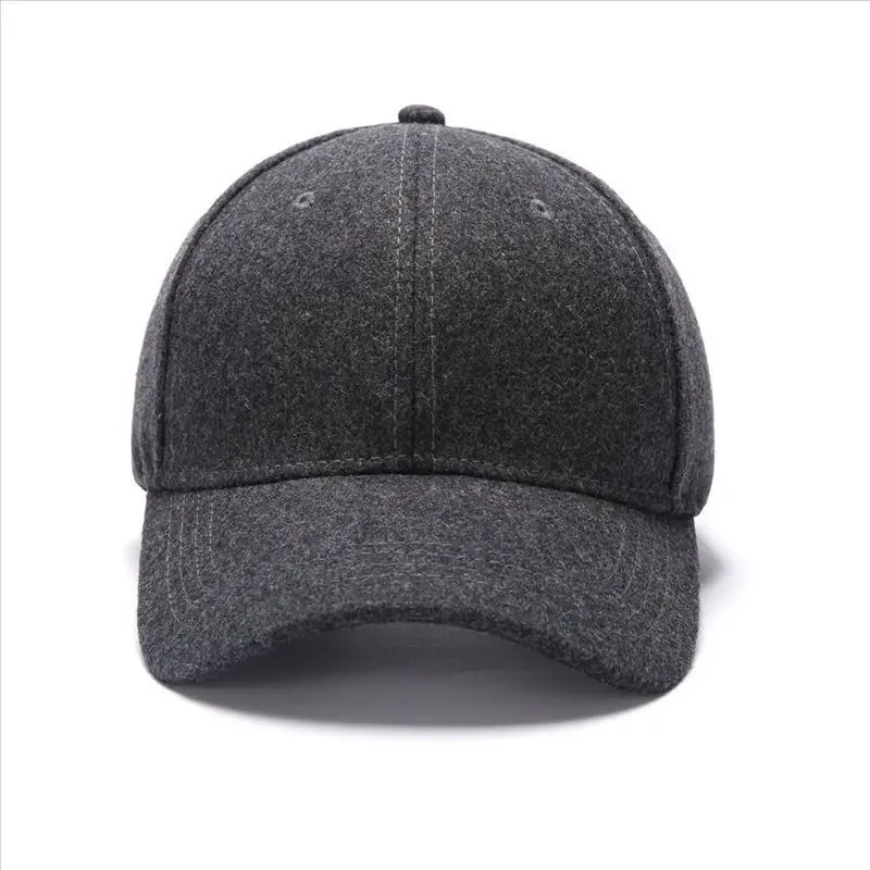 60-64cm Extra Large Size Wool Blend Baseball Dad Cap Male Winter Outdoors Felt Hat Big Bone Elder Man Warm Sport Caps