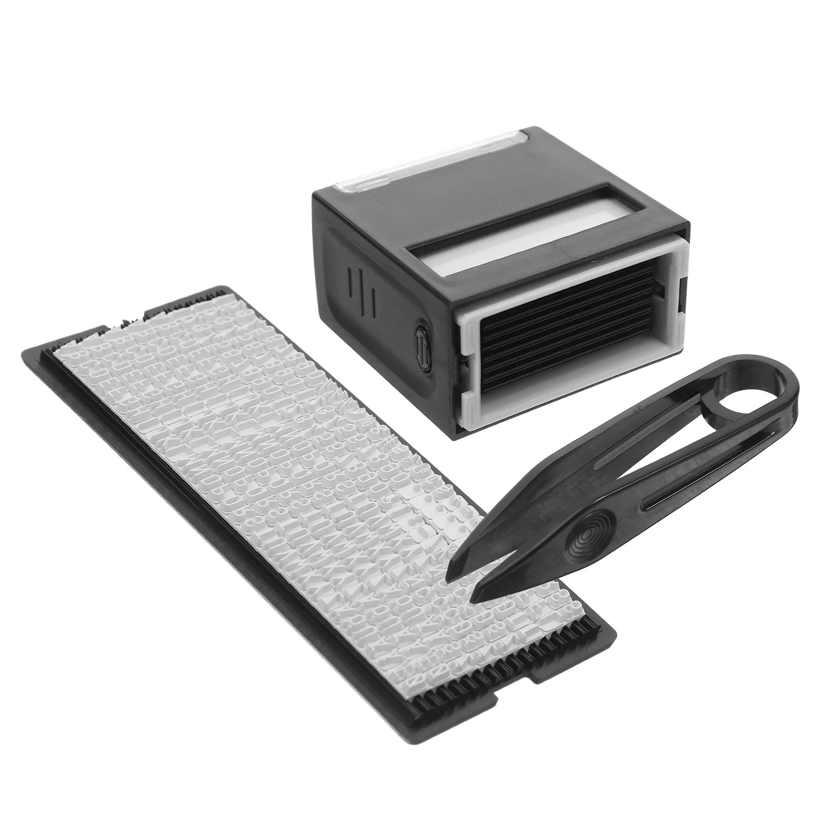 1Set Alat Stempel Otomatis Kantor Bahan ABS DIY Pembuat Stempel Teks Pesan dengan Dial dan Pinset untuk Kerajinan dan Penandaan