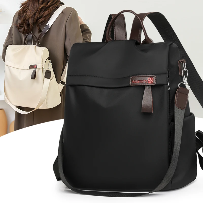 

2025 New Fashion Women Anti-Theft Nylon Backpack Large Capacity Lightweight Travel Handbag Casual Shoulder Bag for Work College