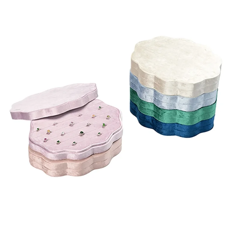 Velvet Ring Display Tray Counter Jewelry Display Trays Large Capacity Ring Storage Box Portable Women's Earring Organizer Boxes