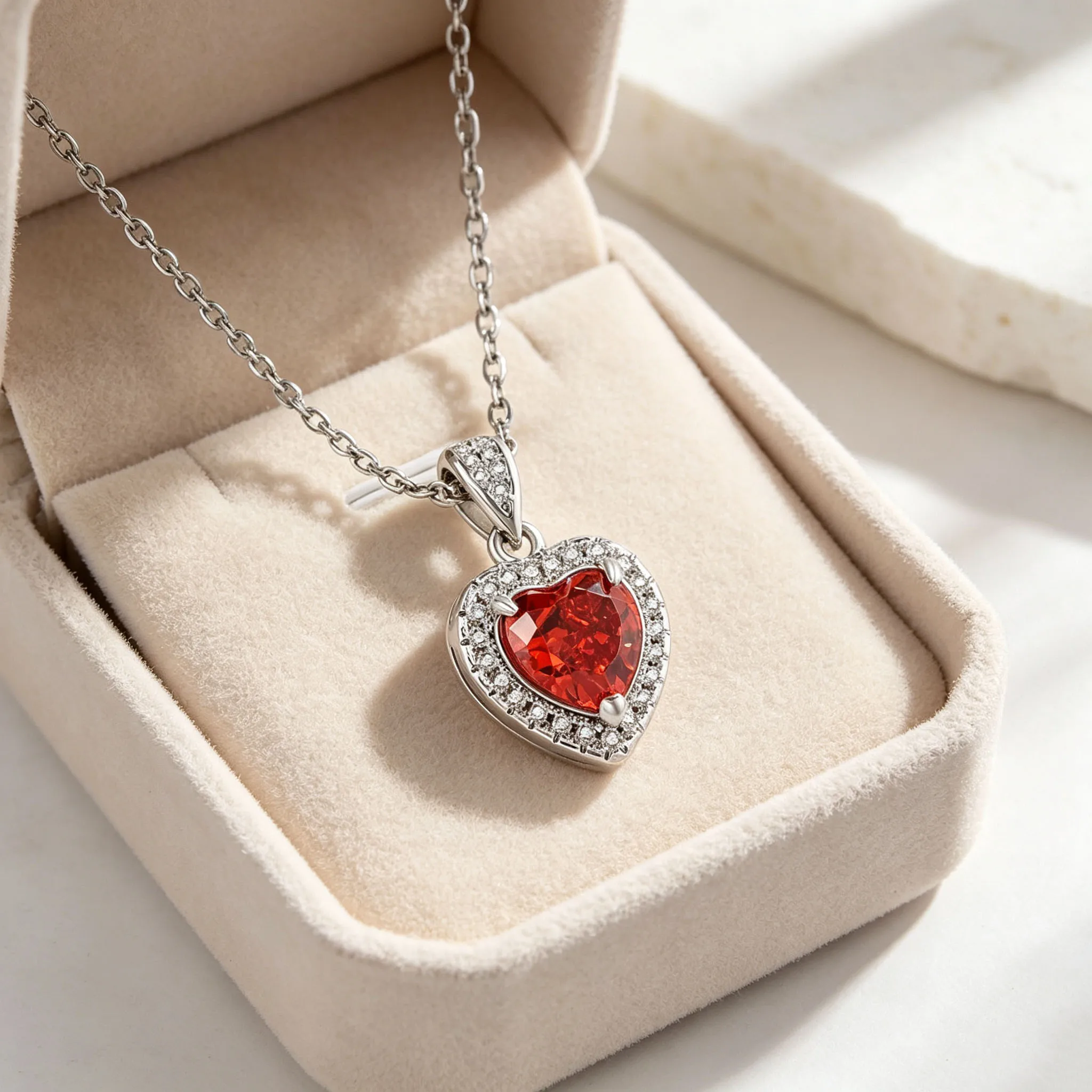 925 Sterling Silver Heart-Shaped Pendant Necklace with Exquisite Ice Flower Design Fashionable And Best-Selling Jewelry Accessor