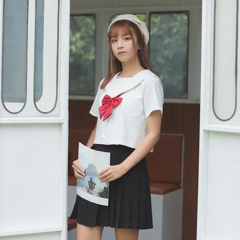 Nieuw Matrozenpak Jk Uniform Dames Japans Schooluniform College Stijl 2024 Student Set Zomer Basic Pak Met Korte Mouwen