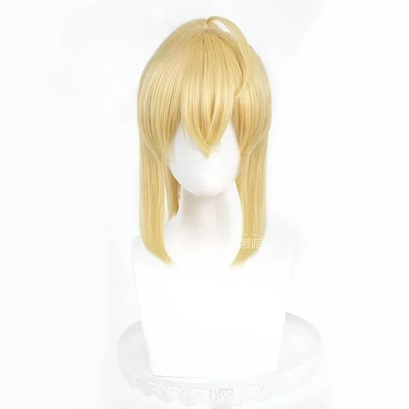 Peluca de Cosplay CySaber FateGO con estilo, peluca recta corta sintética, rey Arthur, Anime Coser, chica bonita, alta calidad, Halloween Wi