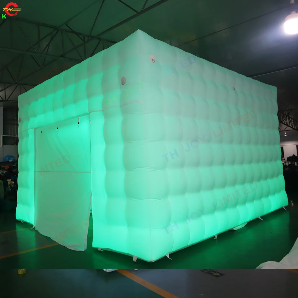 White Inflatable Cube Tent Oxford Fabric White Inflatable Nightclub Cube Party Tent Outdoor Party Event Lawn Tents with Blower