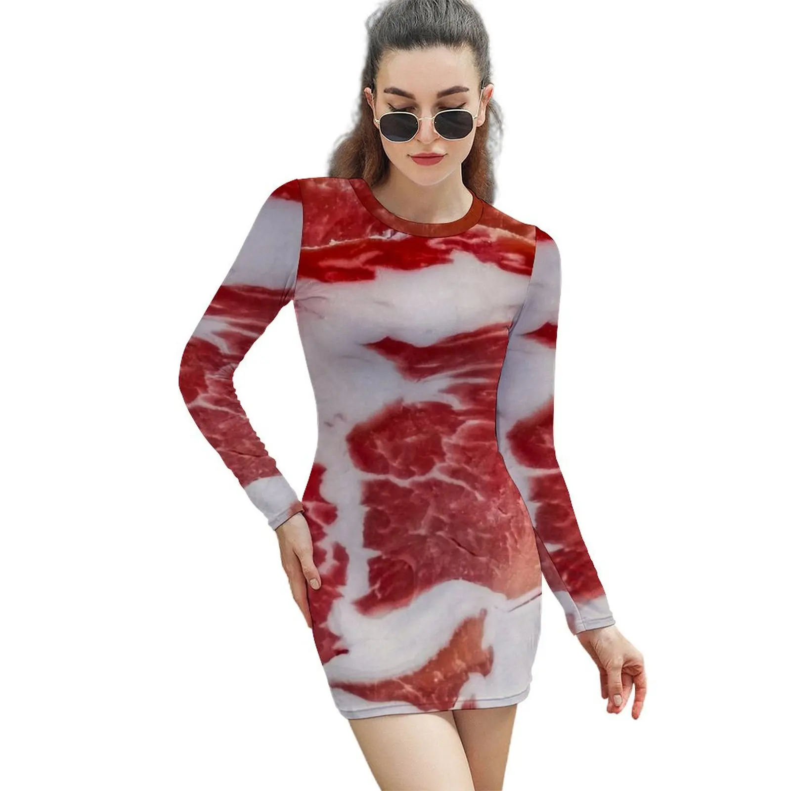 

Meat Texture Closeup Long-Sleeved Sheath Dress sexy dress summer dresses ladies 2024