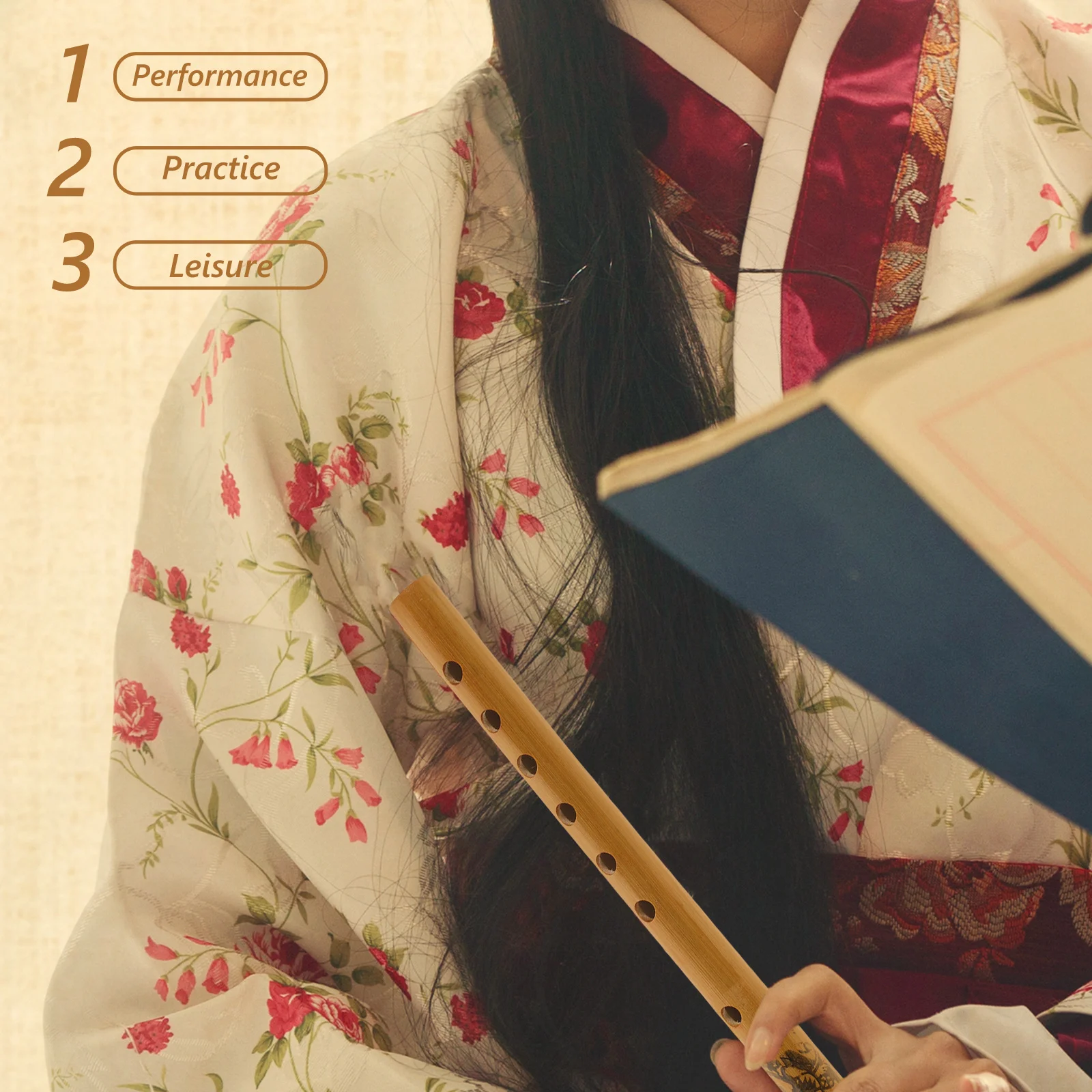 

Bamboo Flutes Classical 6 Notes Chinese Cognitive Plaything Educational Wood Yellow Instrument