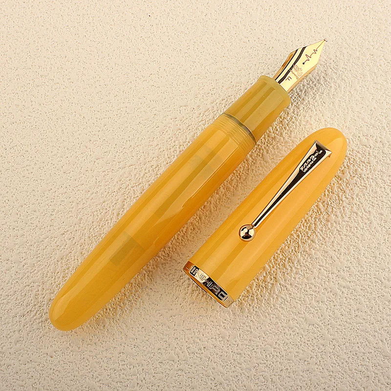 Heartbeat Nib! Jinhao 9019 Fountain Pen #8 /F/M Nib, jade yellow Size Resin Office Writing Pen with Large Converter