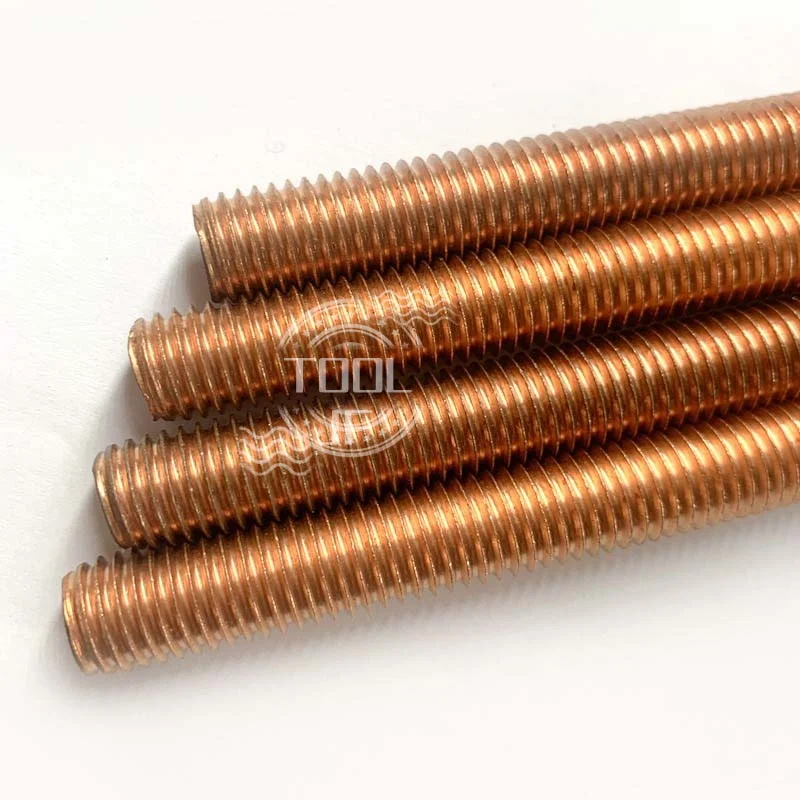 

T2 Red Copper Full Thread Studs Double-Ended Threaded Rods M5 M6 M8 M10 M12 M14 Length 30-500mm Support Customization