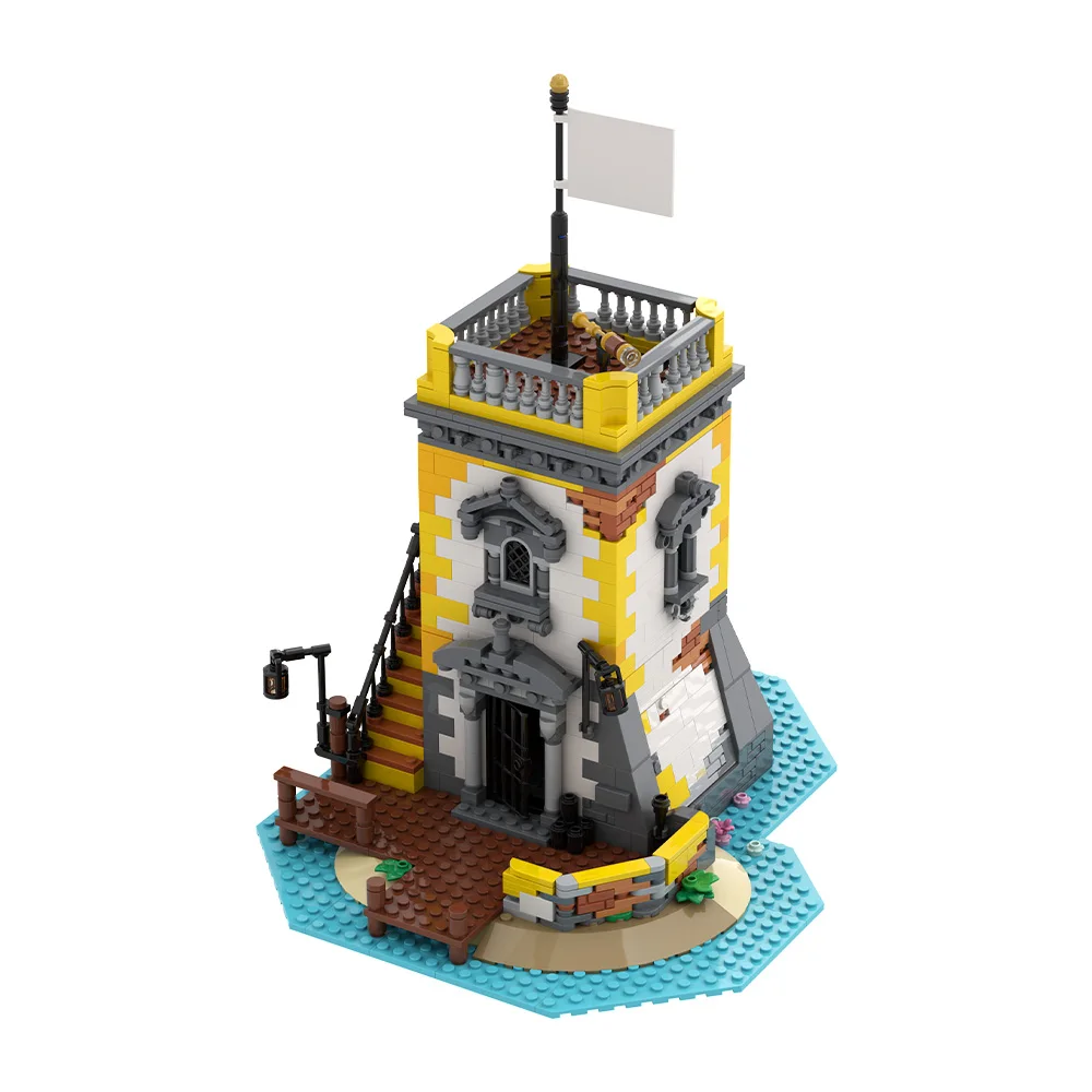 MOC Sabre Island Anno Domini 2021, modelo de bloques de construcción, torre de mirada pirata, juguete de ladrillo, regalo para adultos