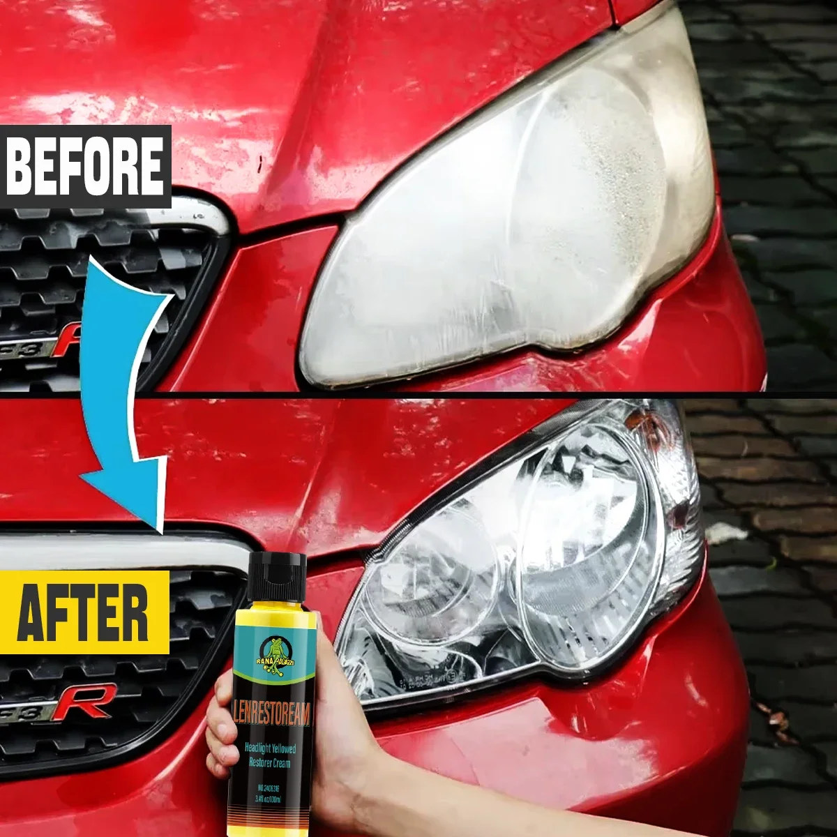 Car Headlight Restoration Polishing Headlamp Repair Cleaning Remove Oxidation Polish Liquid Brightening Coating Cream RG316