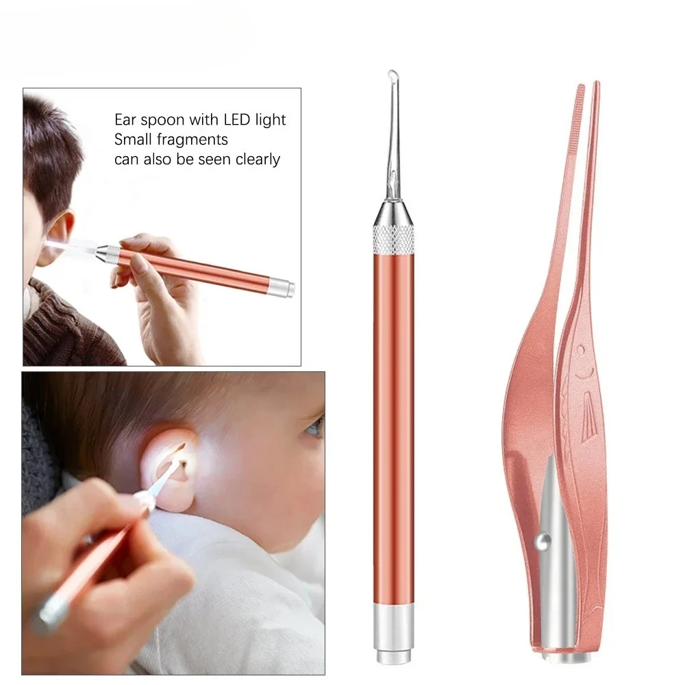 Sendok pembersih telinga bayi lampu kilat LED pemetik telinga lilin telinga pemetik Visual anak-anak pemetik telinga menggali lilin Penghilang telinga hidung Novel penjepit