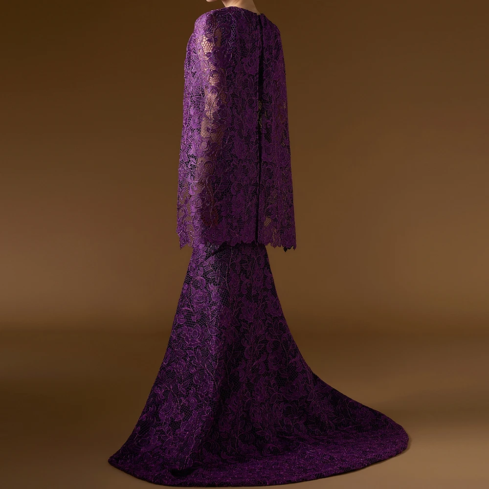 Robe de soirée de forme sirène, personnalisée, longueur au sol, col en v, sans manches, mode, étole en dentelle, drapée Simple, robe de soirée décontractée