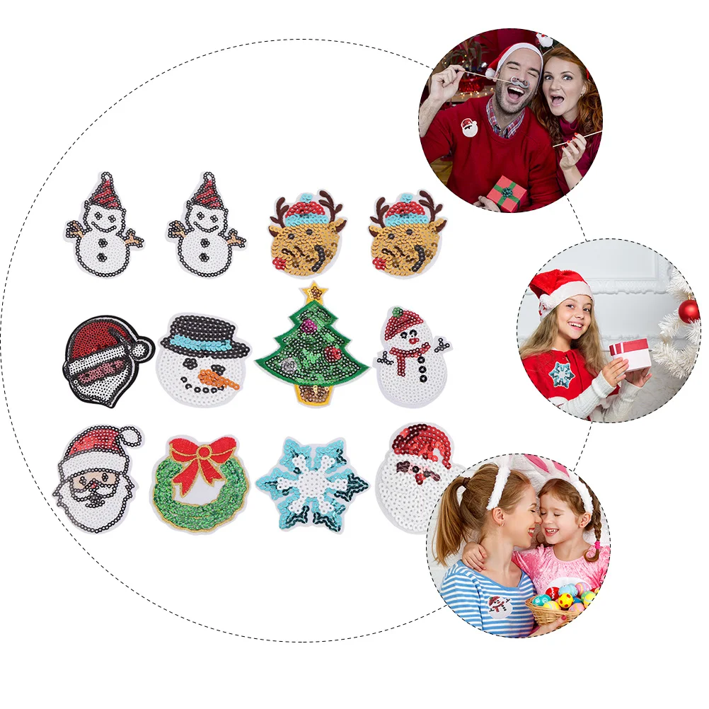 

22pcs Christmas For Clothing Diy Material Kit Embroidered Patches Cloth Patch Sticker Festival Cartoon Clothes Patch Handicraft