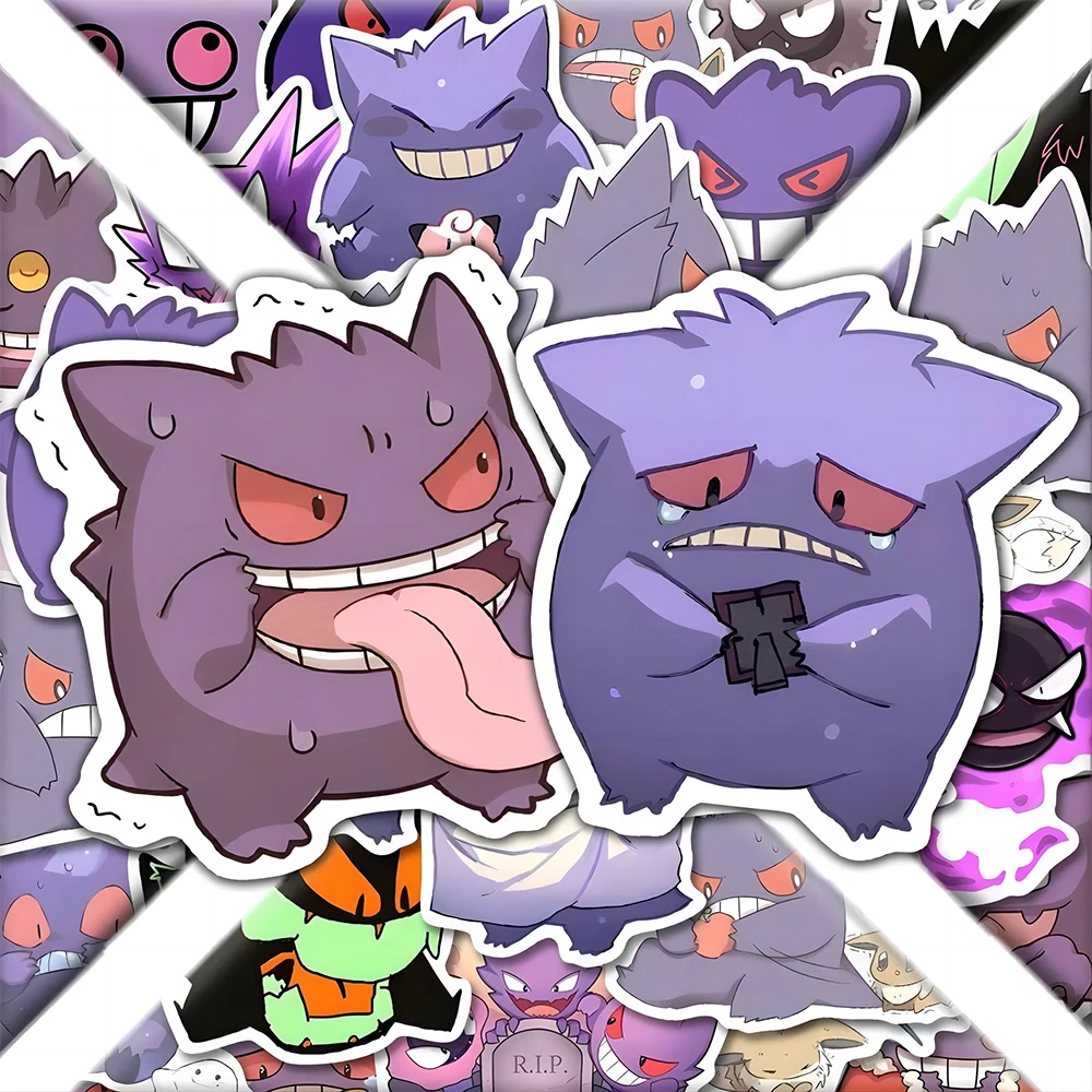 

10/20/40/80pcs Funny Pokemon Gengar Cartoon Stickers Kid Toy DIY Stationery Luggage Helmet Kawaii Anime Waterproof Sticker Decor