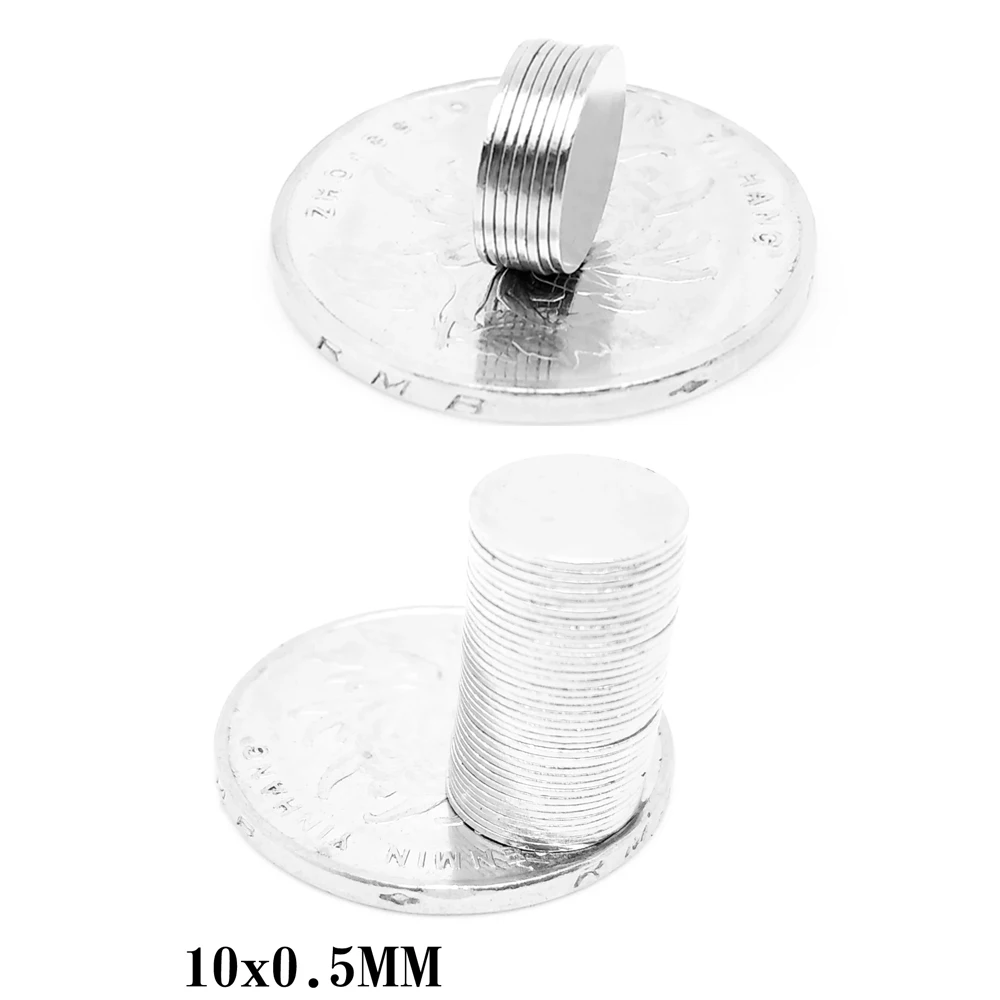 네오디뮴 영구 자석 디스크, 얇고 둥근 강력 자석, 10x0.5mm, 10x0.5mm, 10x0.5 N35, 10x0.5