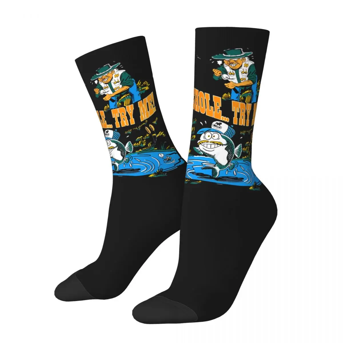 Hip Hop Vintage BASSHOLE TEE Crazy Men's compression Socks Unisex Jeremy Wade Harajuku Seamless Printed Funny Novelty Happy Crew