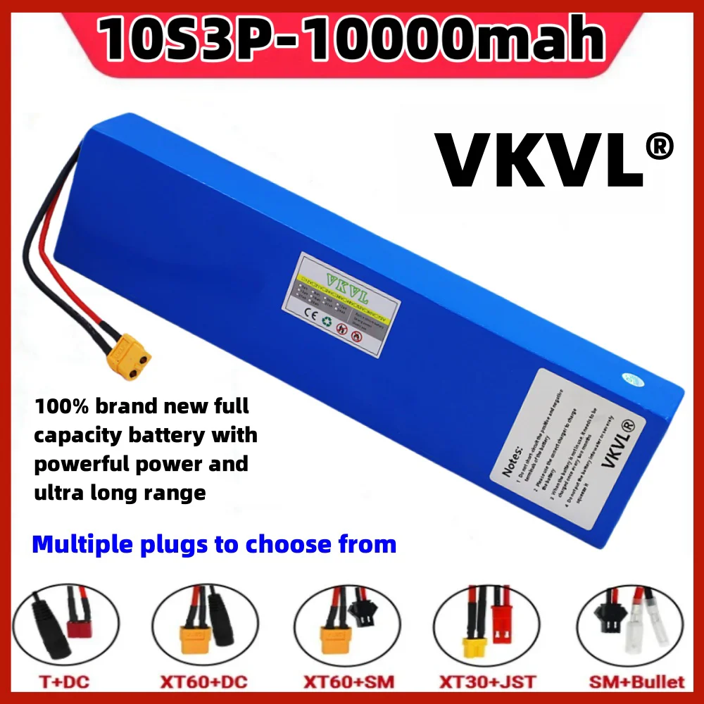 

New 36V1865010S3P Rechargeable Lithium Battery Pack 1000W Modified Power Bicycle Electric Vehicle with BMS+Charger