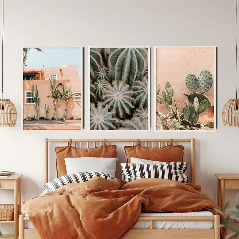 Desert Pastel Cactus Photography Wall Posters and Prints Canvas Art Paintings Decorative Picture for Living Room Home Decoration