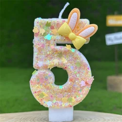 1 pz simpatico coniglio compleanno candela cake topper colori numero 5 candela fiocco nodo candela digitale compleanno decorazione della festa nuziale