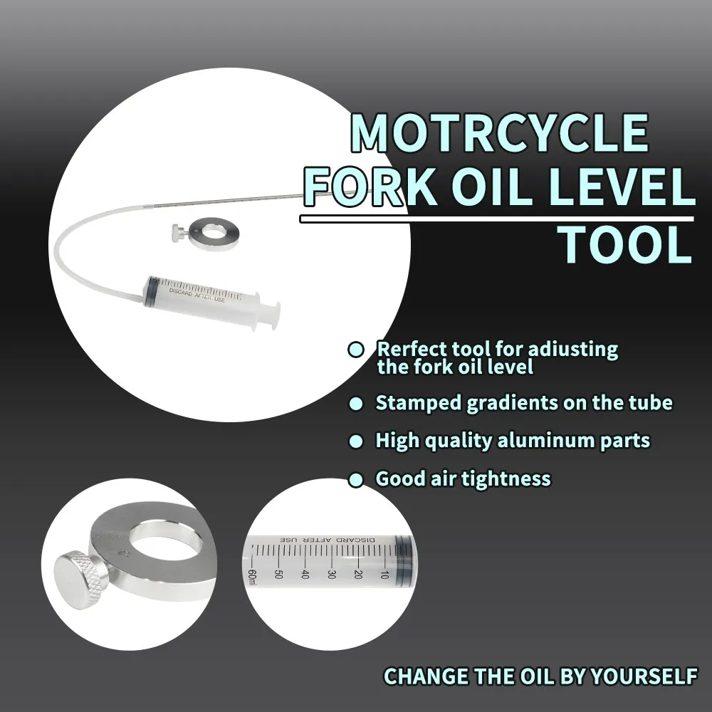Universal Motorcycle Fork Oil Level Tool Adjuster Suspension Oil Level Gauge Syringe with 60ml Adjustable Ring image 5