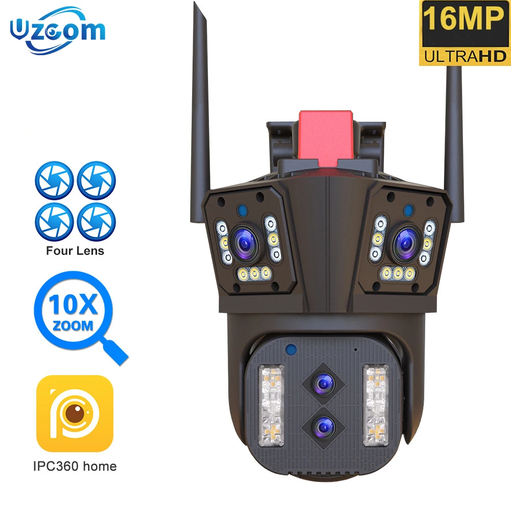 

8K 16MP WiFi IP Camera Five Lens 10X Zoom Outdoor 360° Surveillance Security Camera Smart Home Ai Tracking CCTV Cam