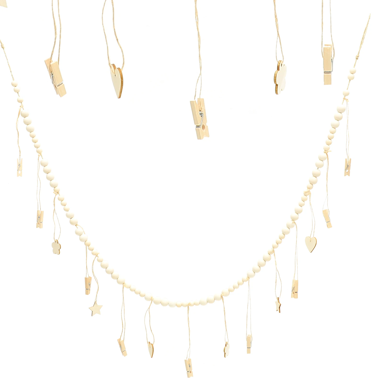 

1Set Wall Hanging Photo Display with Beaded Garland Clip for Pictures and Postcards Home Wall Decor Hanging Photo Display with